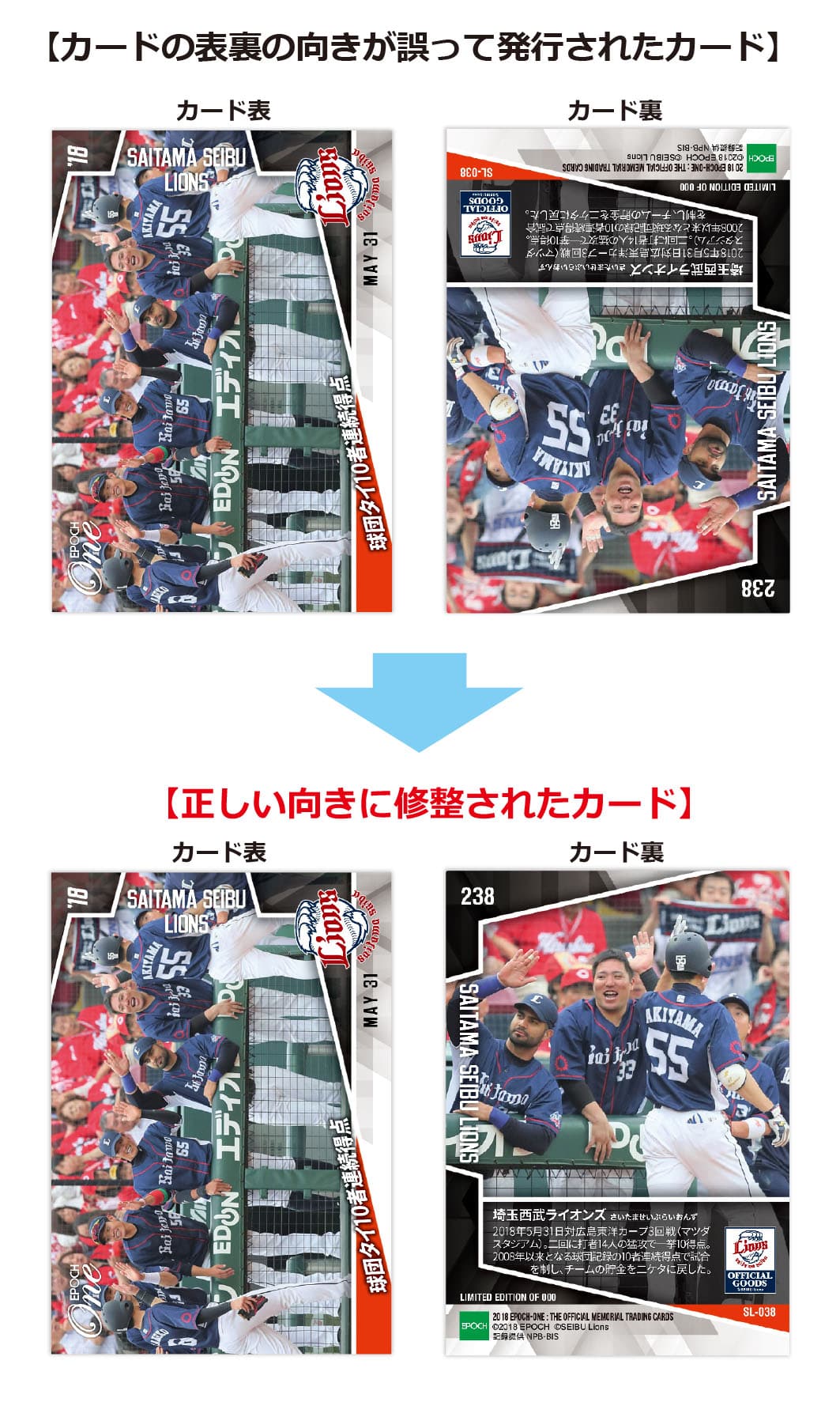 カード表裏印刷向きの誤りに関するお詫びとお知らせ